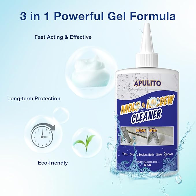 APULITO Household Cleaner Gel for Bathroom Shower Kitchen Tile Grout, Sinks Countertops 10 Fl Oz (Pack of 1)