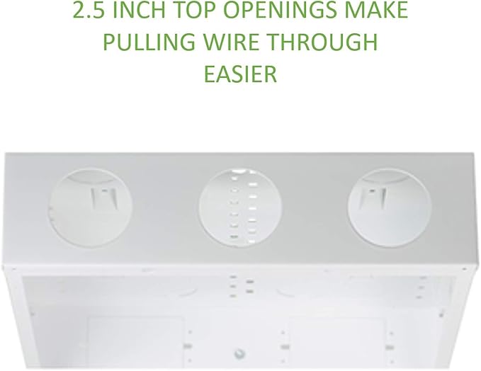 Legrand - OnQ 14 Inch Cable Management, In-Wall 20-Gauge Media Box, Structured Wiring Enclosure with 2.5 Inch Openings for Wires, Glossy White, EN1400