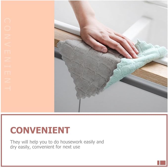 Beaupretty Microfiber Kitchen Dish Towels 20pcs Water Absorbent Thick Double-Layer Cleaning Cloths Nonstick Oil Microfiber Dishcloths for Household Tableware Cleaning Random Color