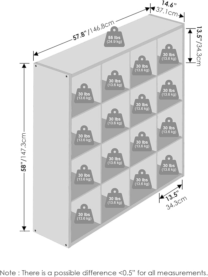Furinno Cubic Closet Organizers and Storage, 16-Cube Closet Organizer, Open Shelf Closet Storage, Extra Thick Frame for Wardrobe, Bedroom, Living Room, White