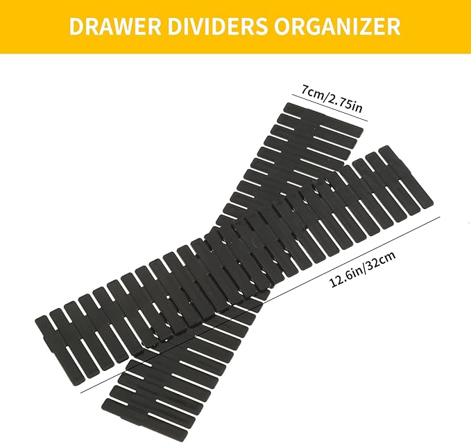 Qozary 42 Pack Adjustable Drawer Organizer Dividers for Socks, Underwear, Makeup, Kitchen, Dresser