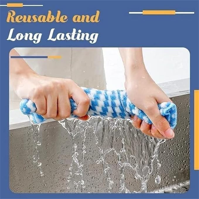 Coral Fleece Striped Rag Cleaning Dish Cloth, Circulatik Microfiber Cleaning Rag, Non Stick Oil Fast Drying Reusable Washable Towels (10PCS)