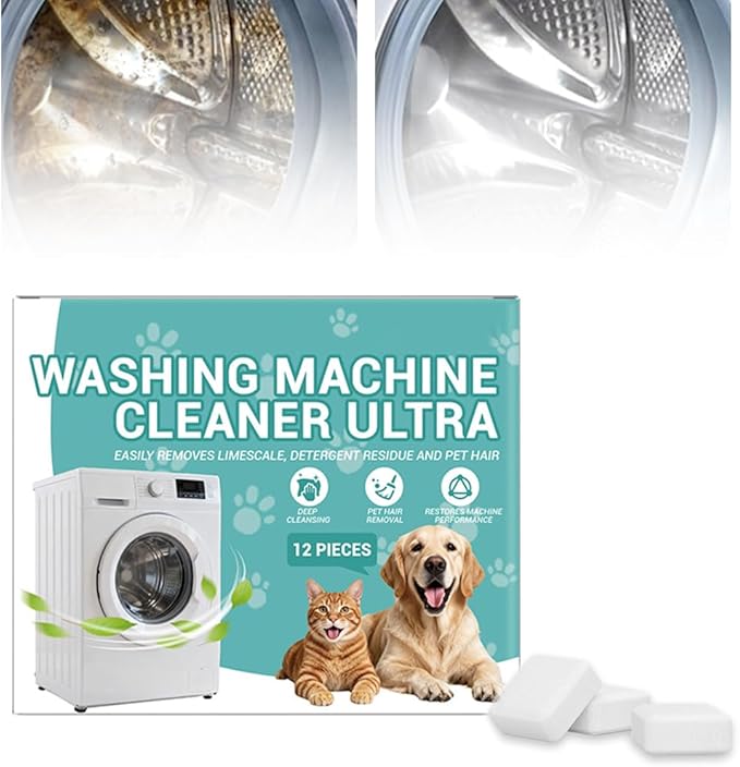 Washing Machine Cleaner Descaler 12 Pack - Deep Cleaning Tablets For Front Loader & Top Load Washer,Helps Remove Residue, Hard Water Buildup & Odor-Causing Deposits (1 pcs)