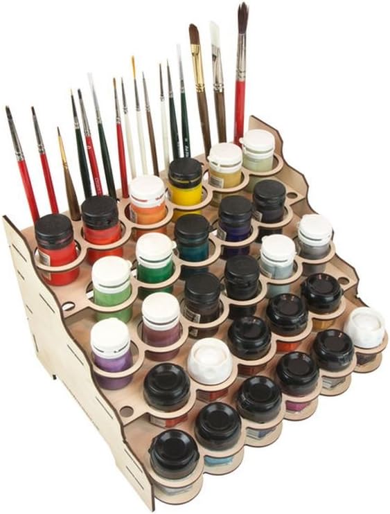 The Broken Token Modular Paint Rack w/ 35mm Holes - Multiple Organizer for Paint Bottles, Pots, and Brushes in Tiered Layout - Customize Your Pieces with Easy Organization & Access
