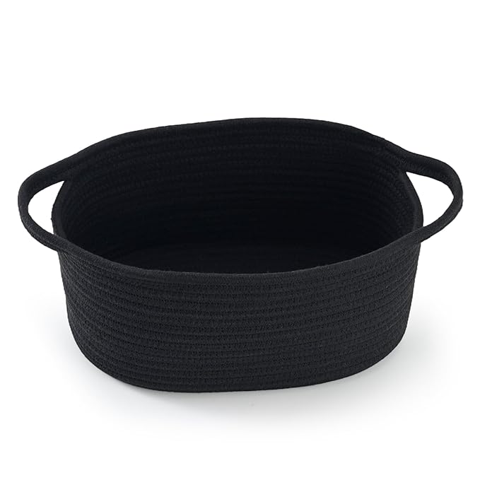 Woven Burr Basket with Handles – Perfect for Valentine's Day, Birthdays & Special Occasions, Black Decorative Storage Container for Gifts, Toys, or Essentials