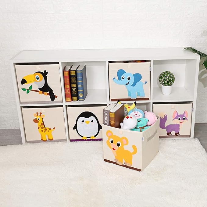 CLCROBD Foldable Animal Cube Storage Bins Fabric Toy Box/Chest/Organizer for Kids Nursery, 13 inch (Llama)
