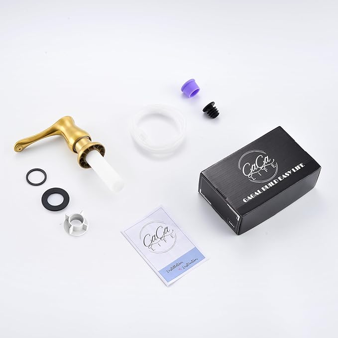 GAGALIFE Kitchen Sink Soap Dispenser Brushed Gold, Under Sink Soap Dispenser with 40" Silicone Extension Tube Kit,Say Goodbye to Frequent Refills