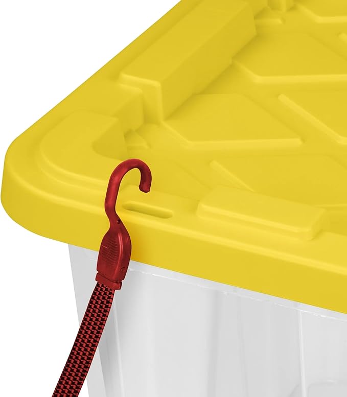 4-Pack 27 Gallon Clear Plastic Storage Bins, Reinforced Snap-Fit Lid, Heavy-Duty Industrial, Stackable, Tie-Down Ready, Dust-Resistant, for Closet, Office, Pantry, Basement & Home Organization
