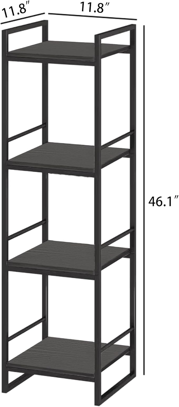 BYFU 4 Tier Bathroom Storage Open Shelf, Freestanding Metal Corner Storage Rack Shelving Unit for Bathroom Kitchen Living Room Hallway, Black