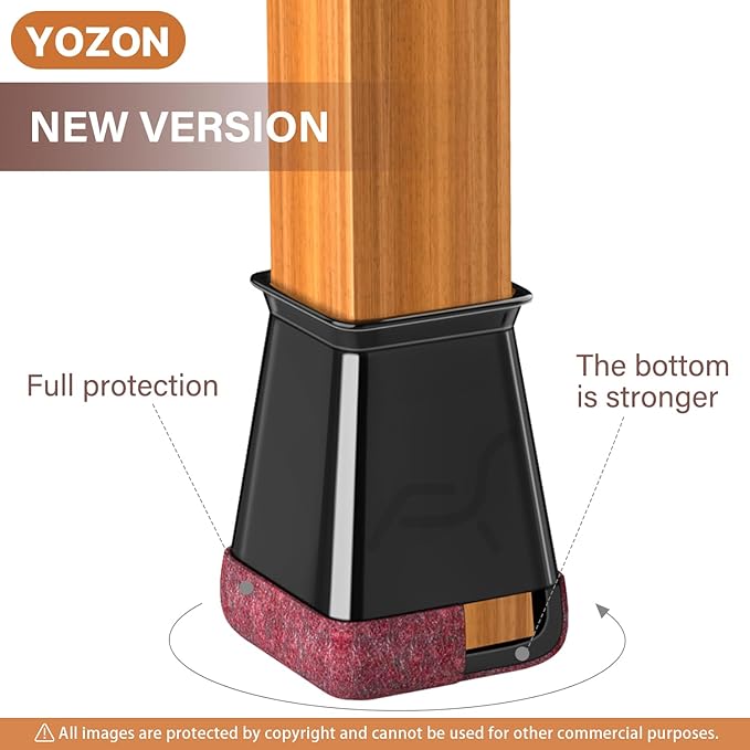 Chair Leg Floor Protectors Square Chair Leg Protectors for Hardwood Floors Silicone Caps Felt Strengthen Bottom Protection Anti-Scratch Reduce Noise 32 Pack Black Square M Fit:13/16" to 1" (20-26mm)