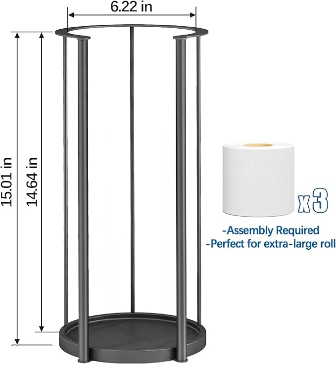 Gypie New Upgrade Free Standing Toilet Paper Storage Holder Stand, Heavy Duty 304 Stainless Steel Base, 3 Roll Capacity Toilet Paper Roll Holder for Bathroom Organization