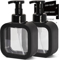 Foaming Soap Dispenser, 2 Pack 300ml (10oz) Plastic Refillable Foaming Hand Soap Dispenser with 16 Pcs Waterproof Labels, Foam Pump Bottle for Bathroom and Kitchen (Black)