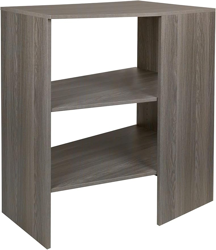 ClosetMaid SuiteSymphony Wood Corner Shelf Unit, 2 Shelves, Adjustable, Stacking, for Storage, Closet, Clothes, Shoes, Décor, Graphite Grey