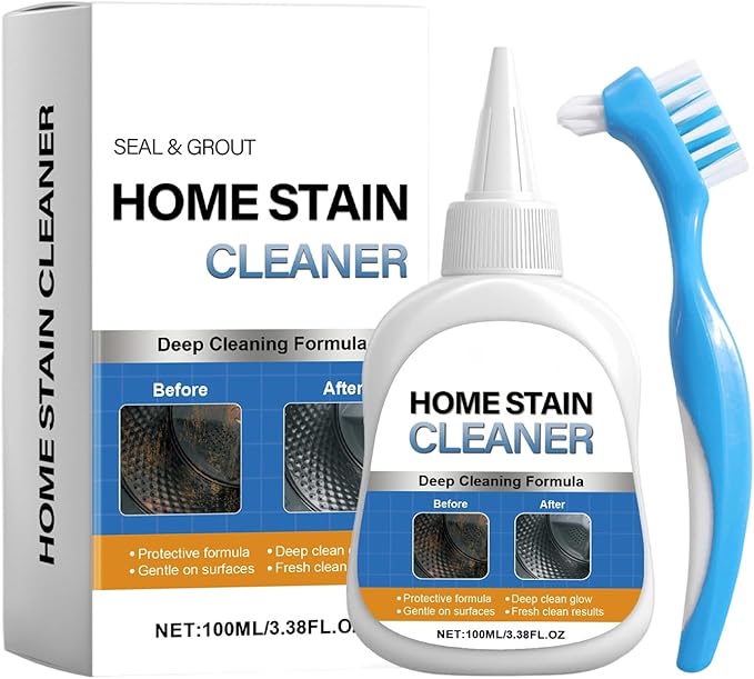 Home Stain Cleaner Gel, Washing Machine Cleaner with Brush, Home RemoverGel for Washing Machine, Refrigerator Strips, Deep Cleaning Gel for Tiles, Kitchen Sinks, Walls, Bathrooms (100 ML)