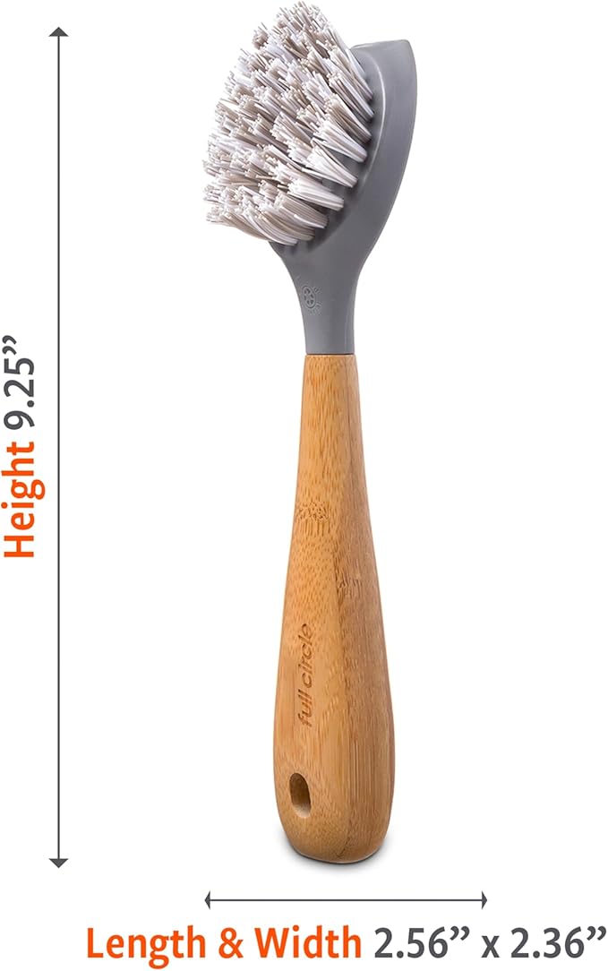 Full Circle Be Tenacious Bamboo Dish Brush Set – Durable Scrub Brushes for Dishes, Pots, Pans, and Cast Iron, Includes Be Good & Tenacious C, Sustainable 2-Pack