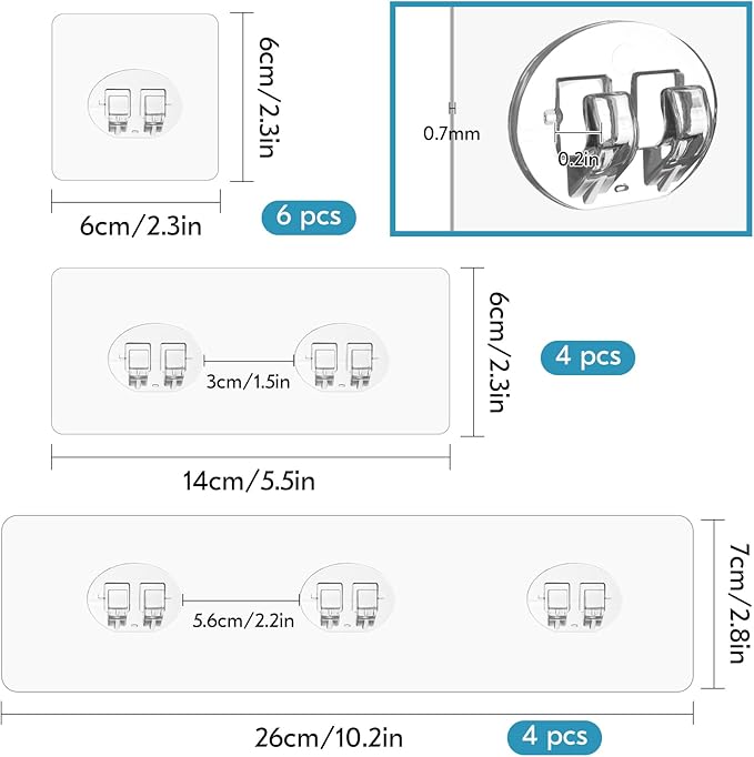 Esayendder 14 Pack Shower Caddy Adhesive, Strong Adhesive Hooks, Soap Holder, Bathroom Rack, Kitchen Rack