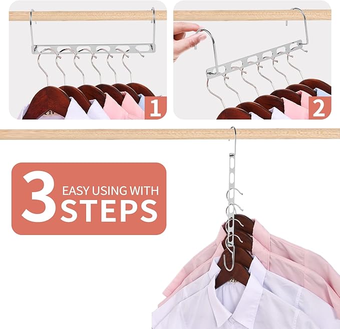 Space Saving Hangers for Clothes, 10 Pack Hanger Organizer Space Saver, Magic Metal Collapsible Closet Organizers, Multiple Hangers in One, College Dorm Room Essentials (V1.0)