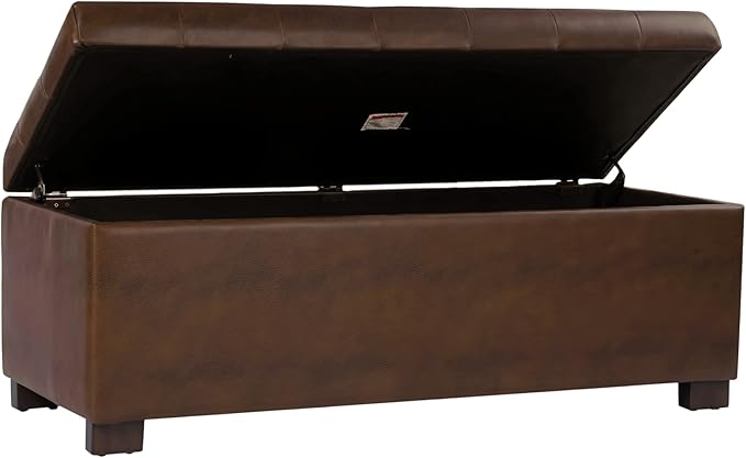 Spatial Order Large Tufted Storage Bench - Brown Faux Leather