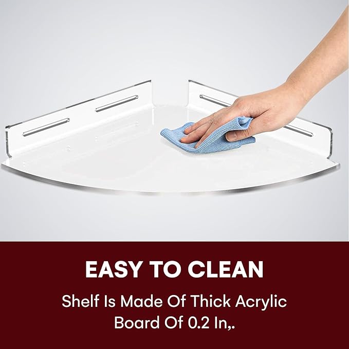 Vdomus Set of 2 Shower Caddy Bathroom Shelves No-Drill Shower Organizer - Floating Adhesive Acrylic Storage for Tile Walls - Sleek and Durable Bathroom Organizers and Storage (Pack of 2)