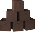 Casafield Set of 6 Collapsible Fabric Cube Storage Bins, Brown - 13" Foldable Cloth Baskets for Shelves, Cubby Organizers & More