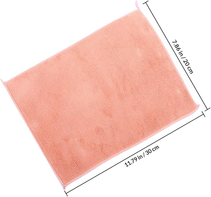 TEHAUX 2pcs Kitchen Dish Towels Absorbent Dual-Layer Microfiber Cleaning Cloths with Hanging Loop 20x30cm for Household Washing and Scouring