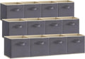 Lifewit Storage Cubes, Foldable Decorative Fabric Storage Baskets for Organizing Home Organizers with Handles for Shelves, Closet, 13 Inch Bins, 36L Gray, 12 Packs