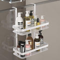 Over Door Shower Caddy, White Rustproof Bathroom Organizer, 2-Tier Storage Rack, 11.81x5.31 Inch Shelves, No Drilling Required