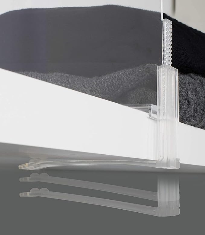 Richards Homewares Acrylic Shelf Dividers - Purse, Sweaters Organizer for Closet - Clear Separators Closet Shelf Organizer - 4 Pack Adjustable up to 2.5” Thick