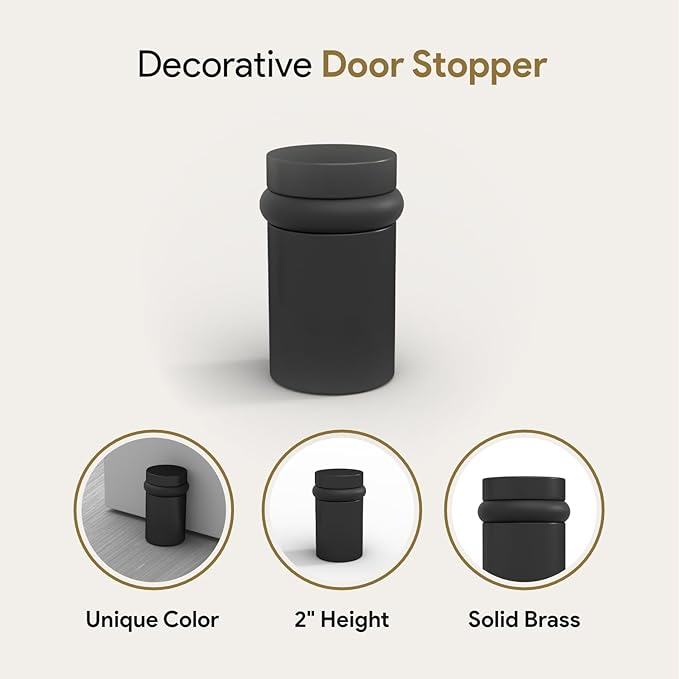 Mega Handles Floor Door Stopper, Black Stopper Quickly Installed Wall Protector, Wall Protectors from Door Knobs, Floor Door Stop with Mounting Hardware Included - Matte Black - 2 Inch