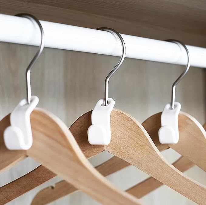 Clothes Hanger Connector Hooks, Plastic Cascading Hooks Extender Clips, Space Saving Wardrobe Clothing Outfit Organizer for Closet Cabinet (100PCS White)