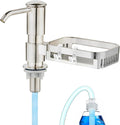 Soap Dispenser for Kitchen Sink, Built in Soap Dispenser Pump with Sponge Holder, Under Counter Brushed Nickel ABS Pump Head with 38" Extension Tube Kit, Good Suction Power