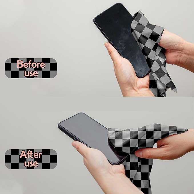 6 PCS Glasses Cleaning Cloth Eyeglass Cleaning Cloth Lens Eyeglasses Microfiber Cute Aesthetic Cloth for Unisex Women Girls Reusable Phone Screens Camera Multi-Patterns(6.3"x6.3")-Checkered