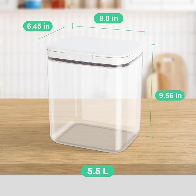 TBMAXS Rice Storage Container - 5.8 Qt | 11 Lbs Crystal-Clear Plastic Food Storage Container Bin with Pop-up Lid for Rice Flour Sugar, Dry Food Holder for Kitchen Pantry Organization and Storage
