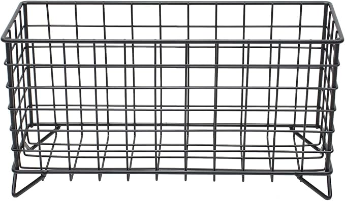 Metal Wire Storage Basket,Fruit Basket,Bathroom Shelf Rack,Iron Countertop Storage Rack Suitable for kitchen, bathroom, bedroom, living room (Black)