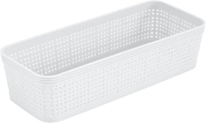 Simplify 6 Piece Organizing Set | Multiple Size Bins | Multipurpose | Office | Desk | Dorm | Bathroom | Storage Basket | Small Items | Accessories | White