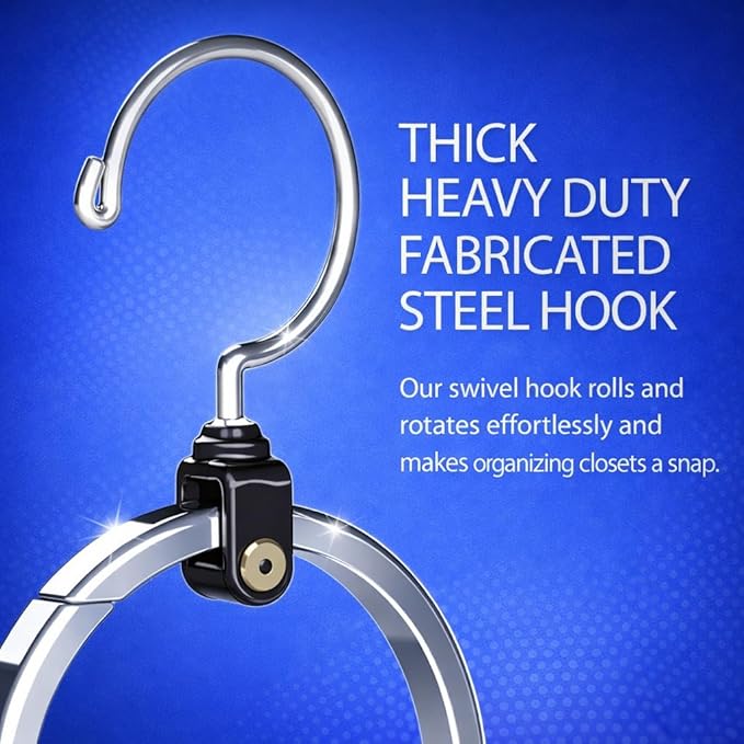 Rolly Hanger® Closet Space Saver – Premium Rotating Aluminum Organizer for Belts, Ties, Hats & Handbags – Heavy Duty 360° Swivel – Declutter & Maximize Storage (1 Pack)