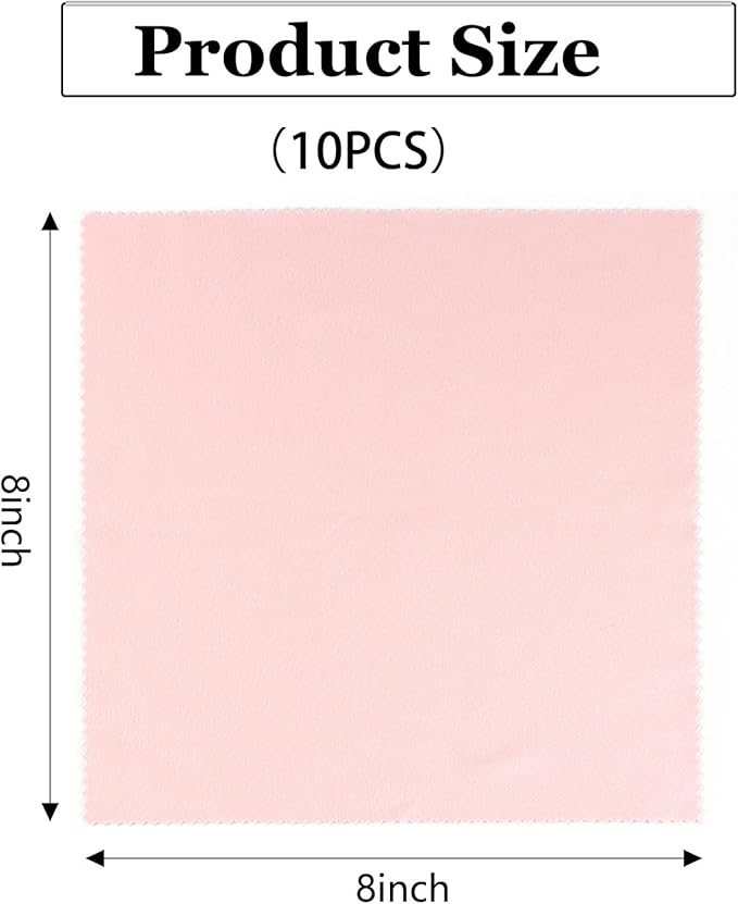 10PCS Suede Microfiber Cloths, 8"×8" Suede Cloth Cleaning Rags, Double-Sided Cleaning Cloths for Car LCD Display, Screens, Glasses, Lenses, Mirrors, Windows, Delicate Surfaces (Pink)