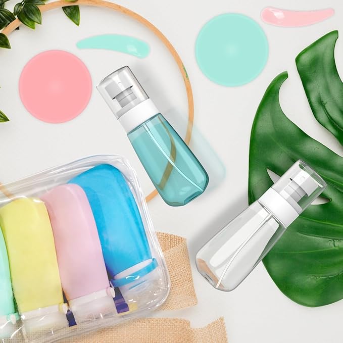 Pack of 9 Travel Bottle Set - TSA Approved Leakproof Toiletry Kit - Perfect For Travel, Toners, Skincare, and Cosmetics