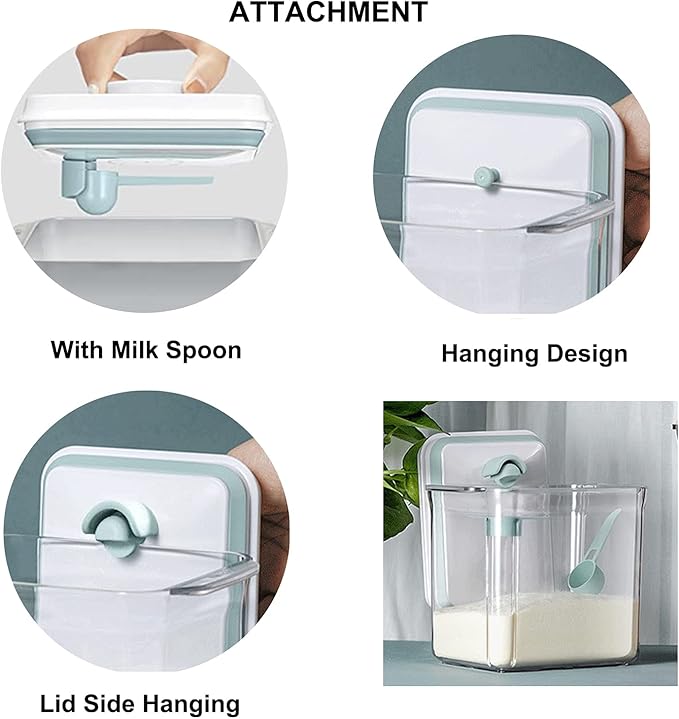 Formula Dispenser Container with Scoop 2000ML / 2.0QT Milk Powder BPA-Free Airtight 900g Formula Storage Container with Lids, BPA-Free Airtight Food Storage Container