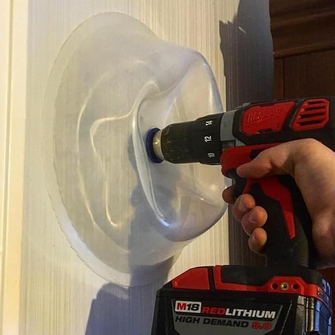 Rack-A-Tiers Driller's Dust Bowl - Hole Saw dust Bowl Installing recessed Lights, Works for All Hole saws, Flexible Drywall Dust Collector, Overhead Drilling dust Catcher (48000)