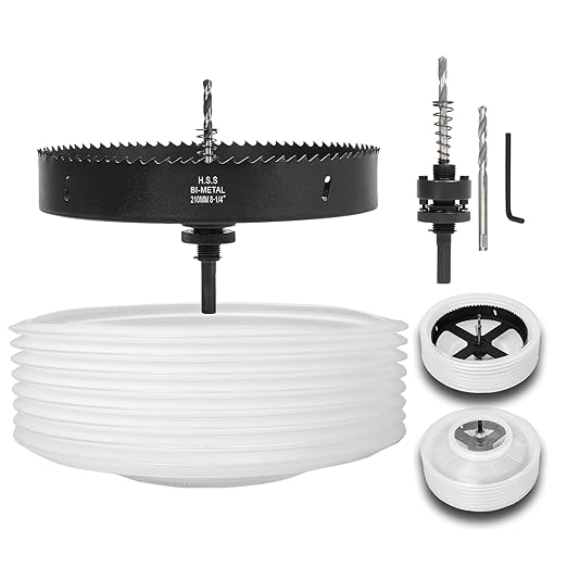 8-1/4 Hole Saw for Recessed Lights, 8.25 Inch Hole Cutter with Dust Bowl Catcher for Led Recessed Lighting 8 Inch and Wood Metal Drywall, Bi-Metal Construction, Black