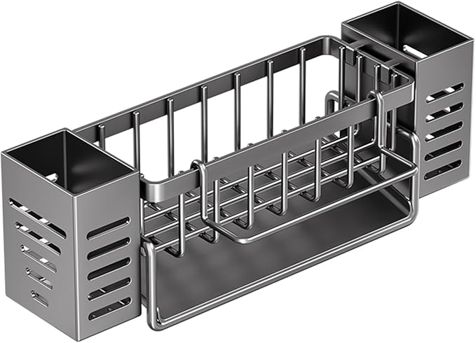 304 Stainless Steel Sponge Holder for Kitchen Sink, Kitchen Sink Organizer ,Sponges Soap Dispenserand Storage Essentials.