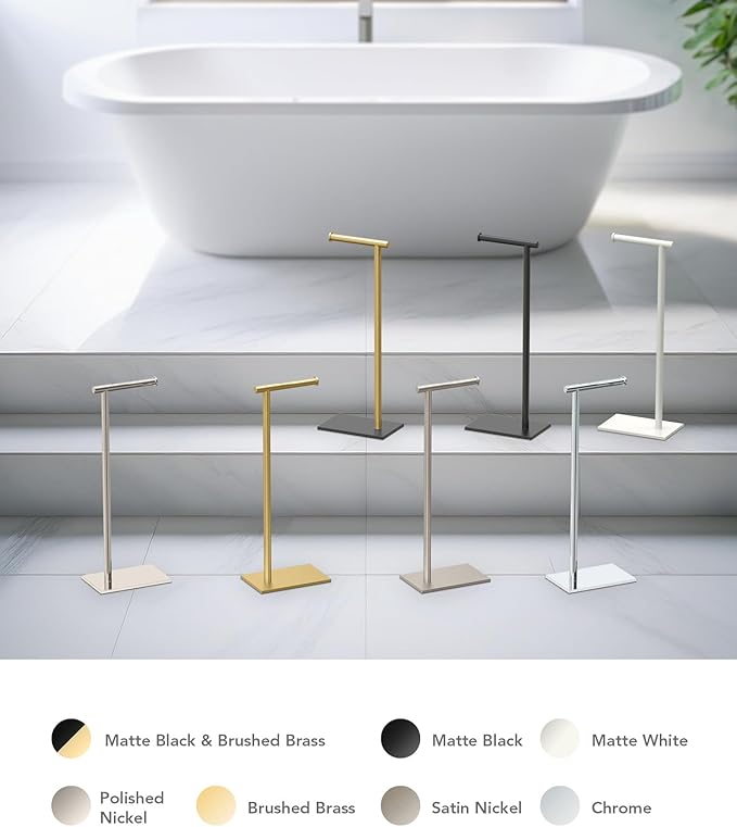 Gatco 1431W Modern Rectangle Base Freestanding Toilet Paper Holder, 21.25", Matte White with Weighted Base