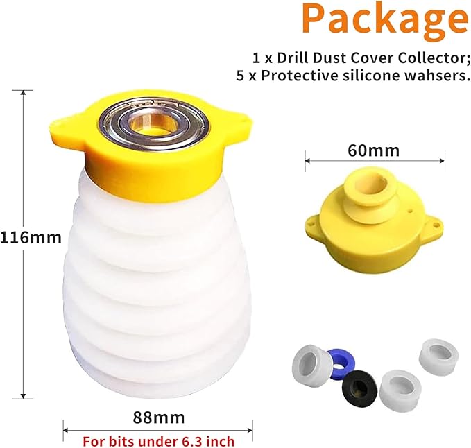 Drill Dust Collector Electric Drill Dust Cover Durable Silicone Ceiling Drywall Drilling Holes Dust Catcher Bowl for Hammer Impact Drill Pick Drill Bit Electricians DIYers DIY & Pro