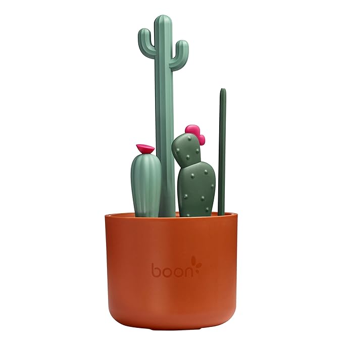 Boon Cacti Bottle Cleaning Brush Set,Terracotta,4 Piece Set,(Pack of 12)
