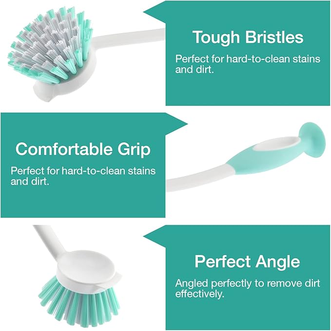Glone Scrub Brush Set for Kitchen and Bathroom, Dishes, Tiles, Corners and Floors Set of 3