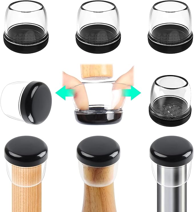 Ezprotekt 24 Pcs Chair Sliders for Carpet, Chair Glides for Carpet, Round Carpet Teflon Furniture Pads, Bar Stool Leg Protectors Caps, Furniture Sliders for Table, Chair (L Fit: 1-1/10" to 1-3/10")