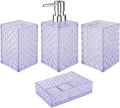 Bathroom Accessory Set, 4 Pcs Plastic Bathroom Set Include Soap Dispenser, Soap Dish, Toothbrush Holder, Mousewash Cup, Modern Bahtroom Décor Set, Space Save for Bathroom(Light Purple)