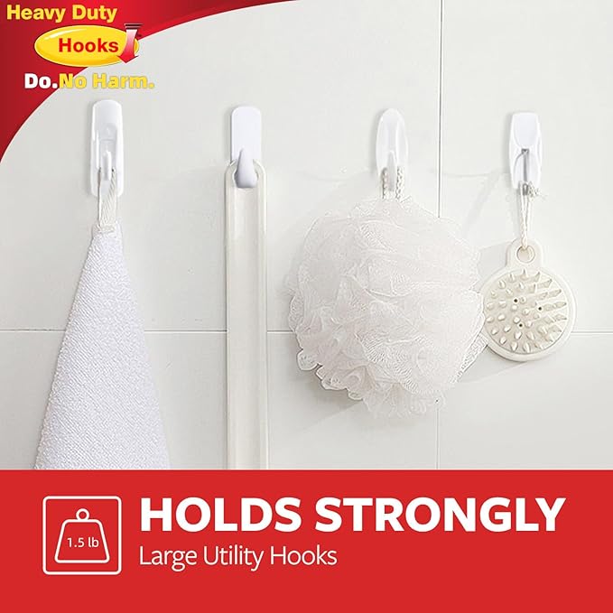 Wire Hooks for Wall Small 32 Hooks, Heavy Duty Wall Hooks with 36 Strips, Damage Free Adhesive Hooks for Key Holder, Coat, Door, Shower Hanging