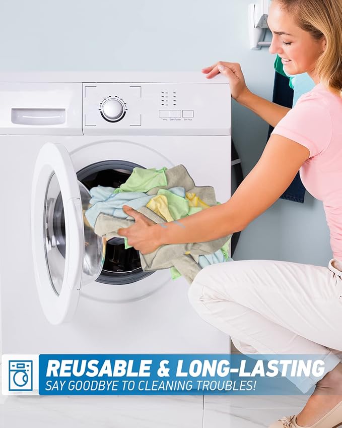 WEAWE Microfiber Cleaning Cloth-24Pcs (13x13 inch) Ultra Soft Highly Absorbent Rags for Housekeeping-Machine Wash (HotPink)